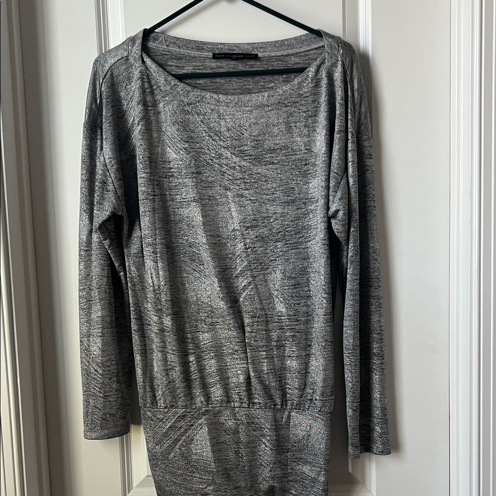 White House Black Market Gray Long Sleeve Top